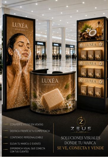 Stand LED para activaciones de marca con tótem, counter y exhibidor LED
